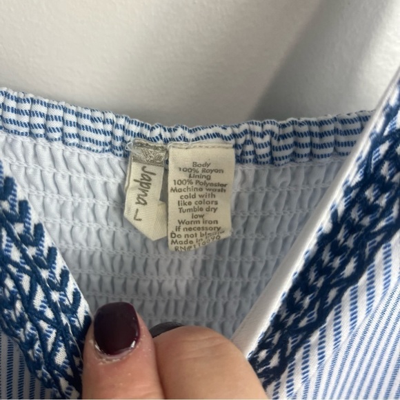 Japna rayon Blue white short romper size large 1789 - Picture 2 of 3